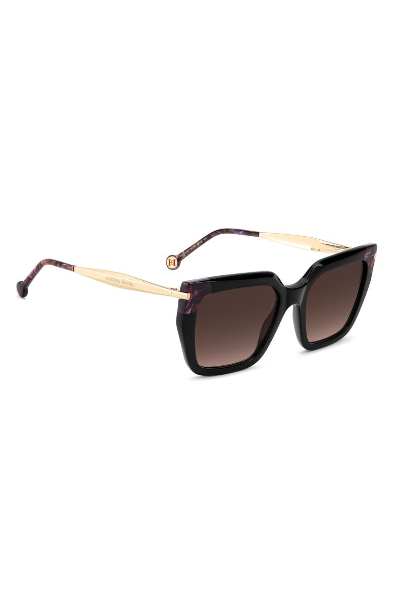 Carolina Herrera 55mm Rectangular Sunglasses, Alternate, color, Black Pink/ Brown