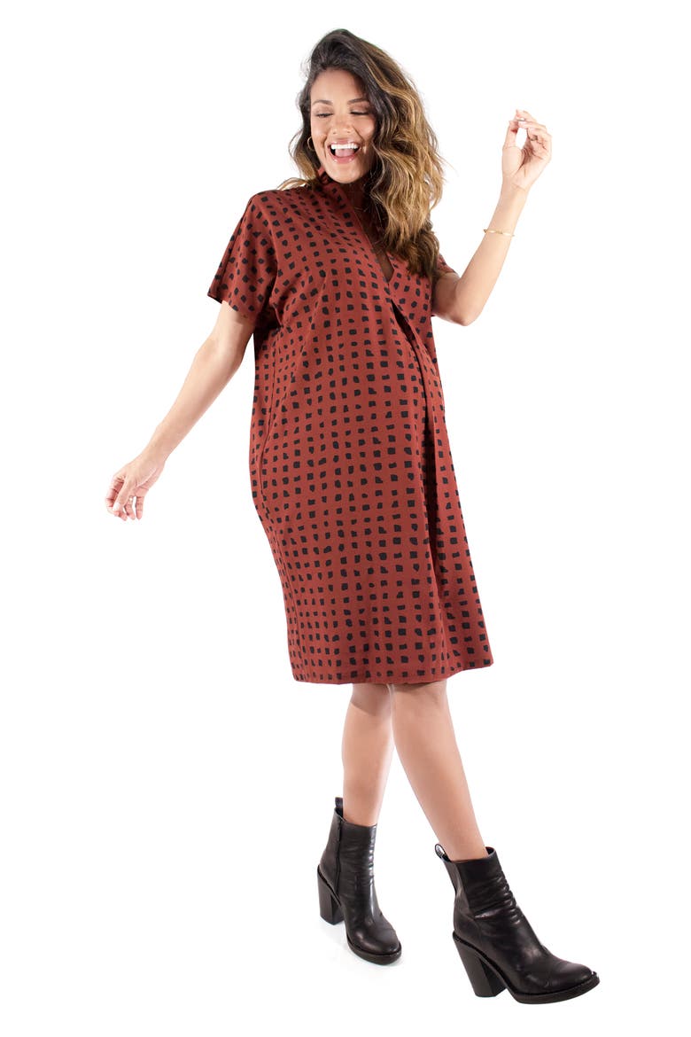 Ingrid & Isabel® Everywhere Abstract Print Maternity Tunic Dress, Alternate, color, ABSTRACT CHECK