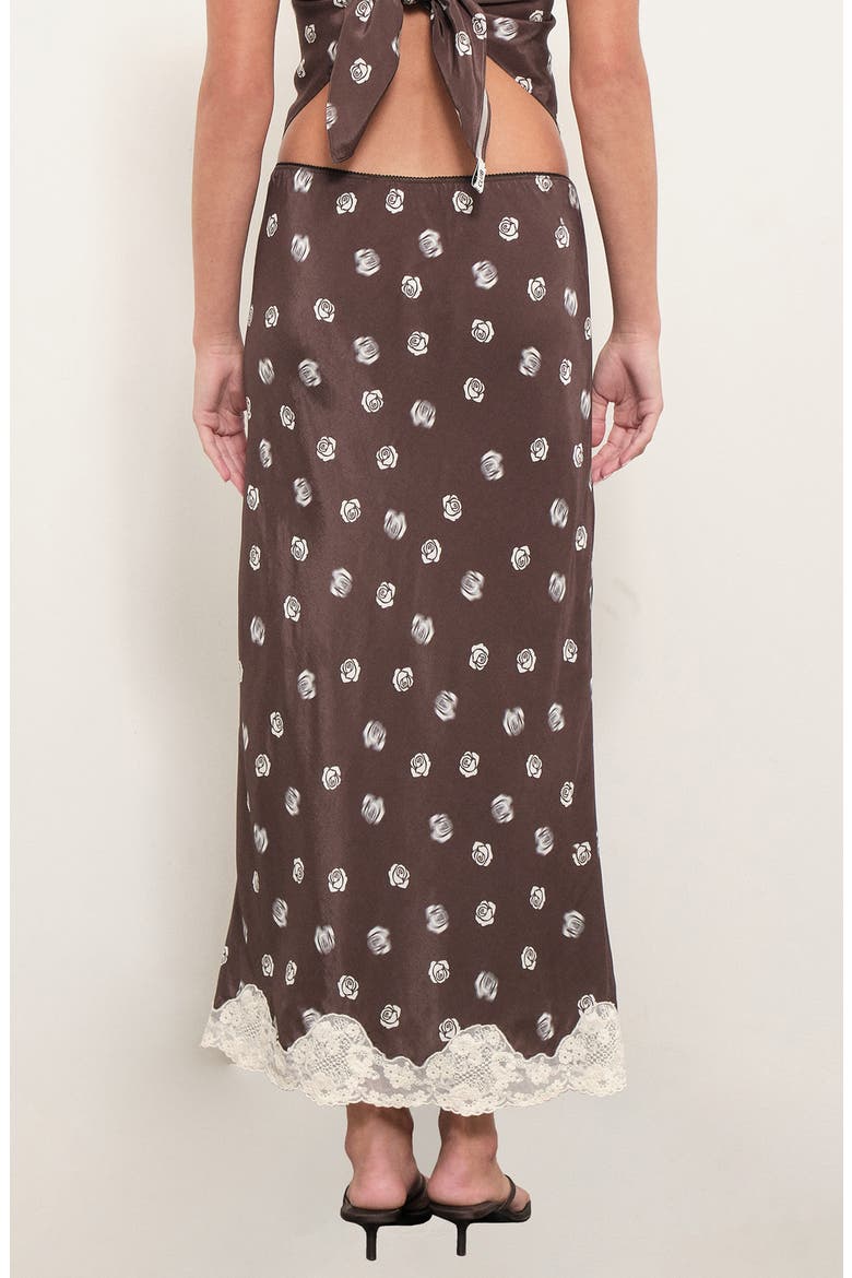 Alexi Floral Print Satin Skirt, Alternate, color, BROWN ROSE PRINT