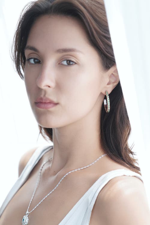 Classicharms Stella Molten Color Cubic Zirconia Hoop Earrings In Silver