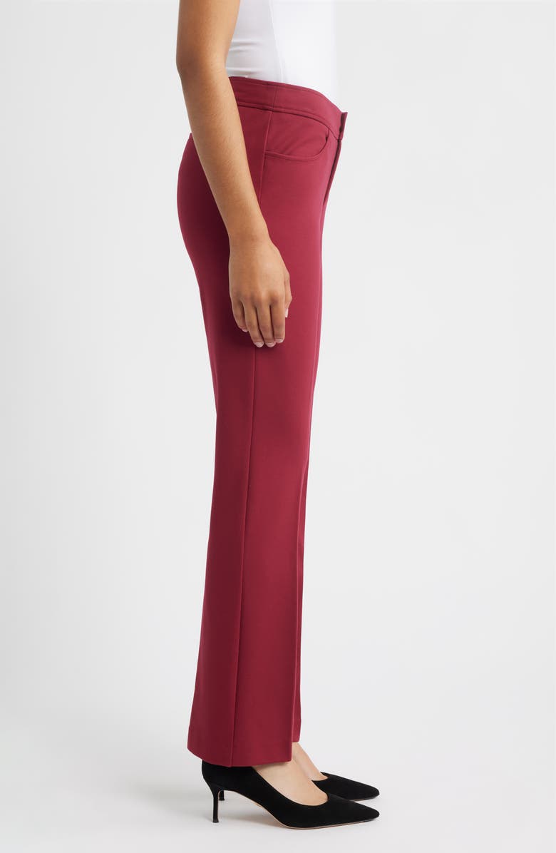 Anne Klein Flat Front Bootcut Pants, Alternate, color, Ruby Red
