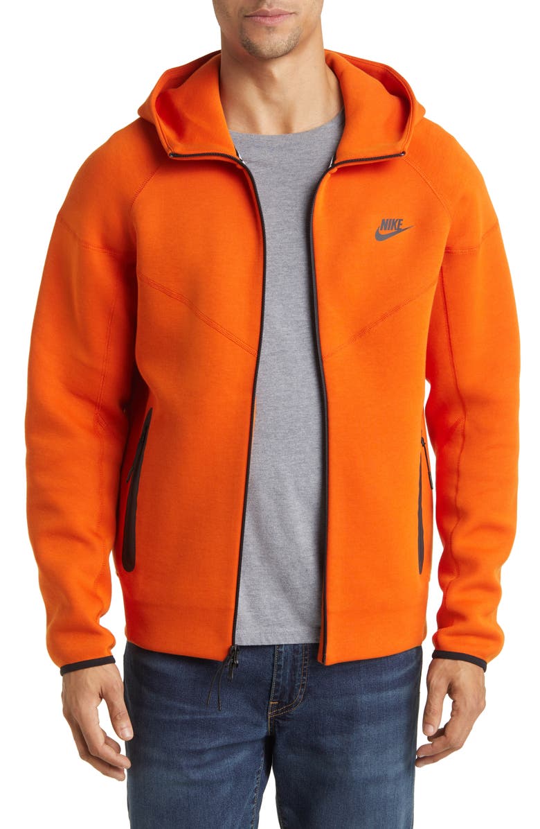 Nike Tech Fleece Windrunner Zip Hoodie, Alternate, color, Campfire Orange/ Black