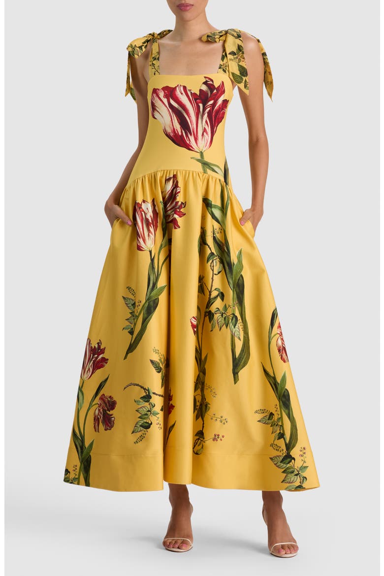 Oriana Tie Strap Drop Waist Dress, Main, color, SOFT TULIP TUSCANY