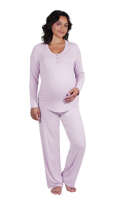 Everly Grey Laina During & After 2-piece Maternity/nursing Sleep Set In Purple