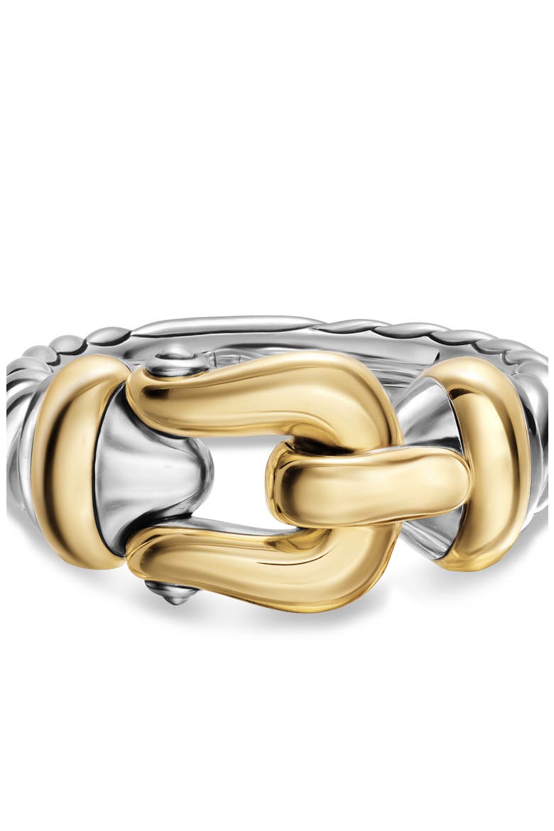 Buckle Ring with 14k Gold, Alternate, color, SILVER