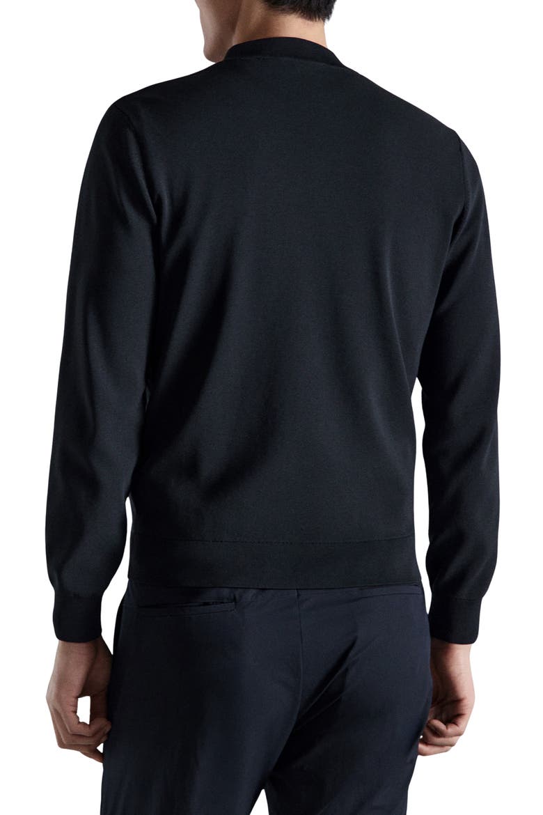 Rib Trim Bomber Jacket, Alternate, color, NAVY