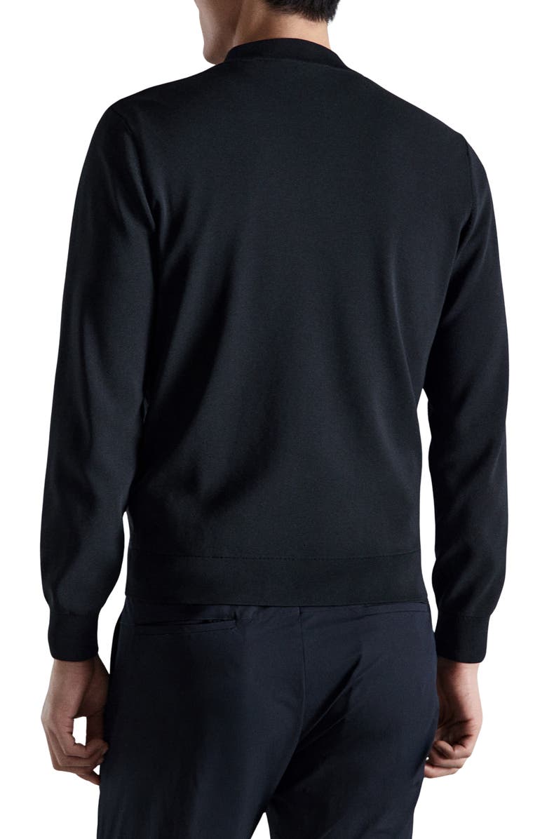 MANGO Rib Trim Bomber Jacket, Alternate, color, Navy