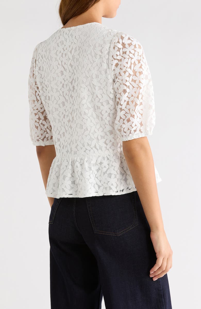 CeCe Lace Peplum Top, Alternate, color, New Ivory
