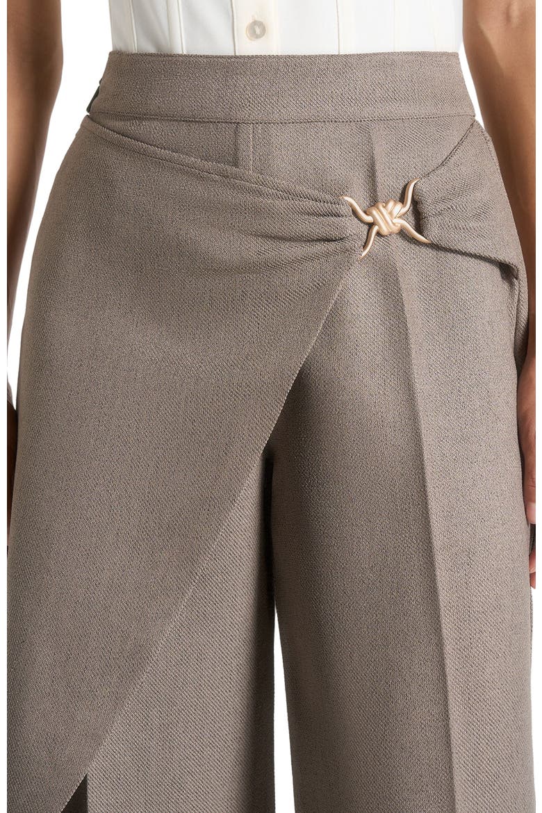 Beryl Draped Wrap Trousers With Hardware, Alternate, color, Taupe