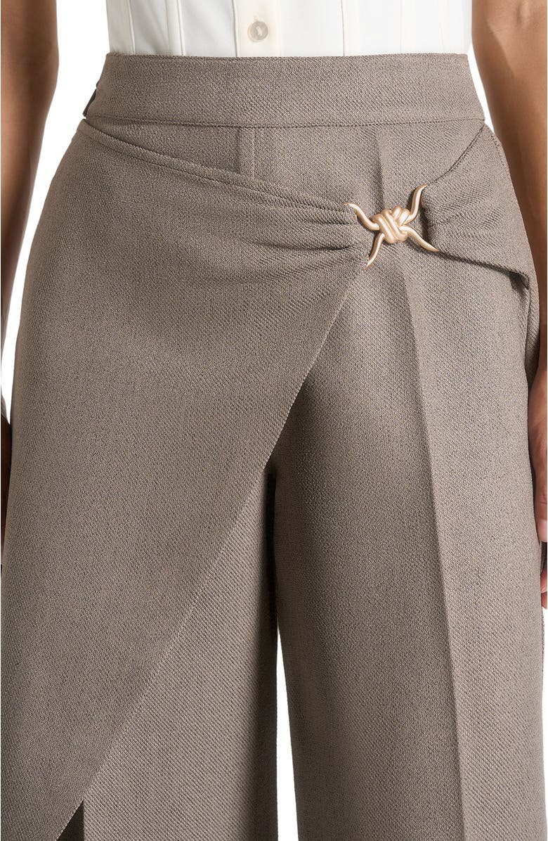 Manière De Voir Beryl Draped Wrap Trousers With Hardware, Alternate, color, Taupe