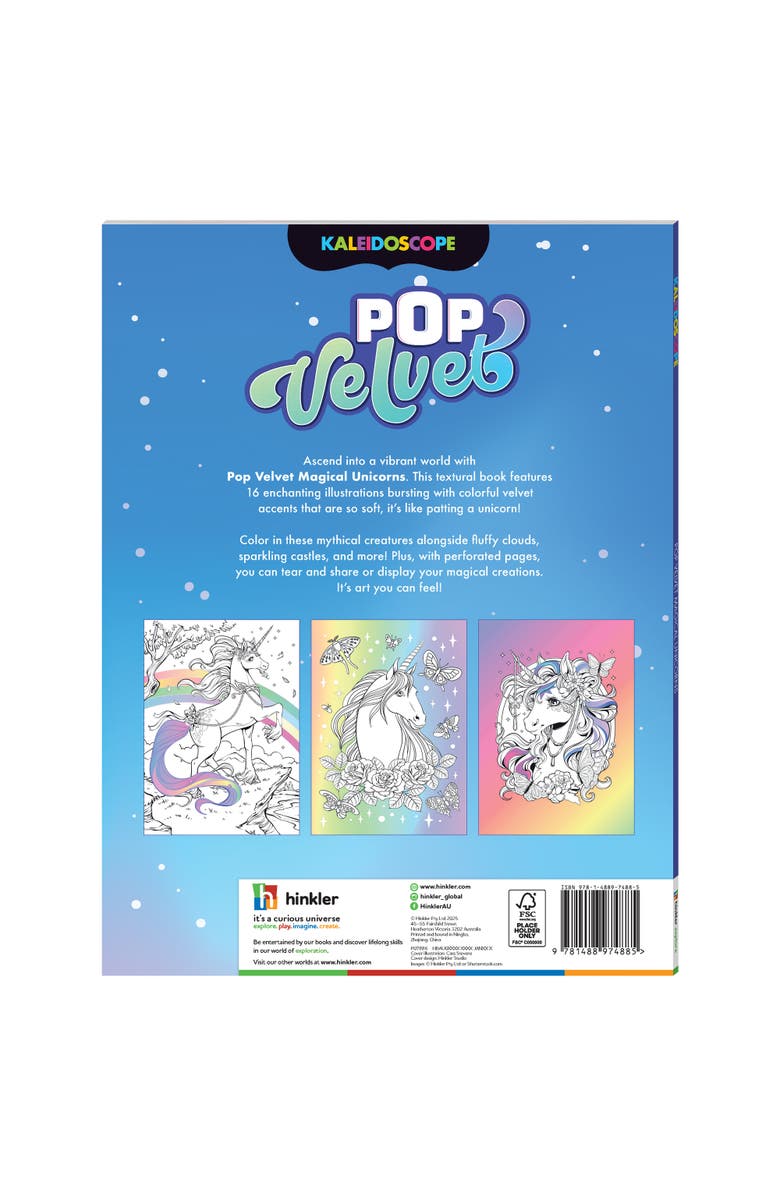 KALEIDOSCOPE Pop Velvet, Magical Unicorns, Creative Coloring, 32 Pages, Alternate, color, Multicolored