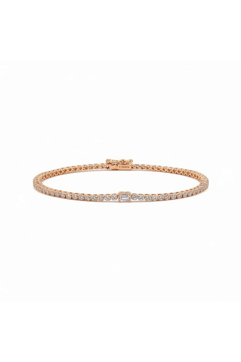Lab Grown Diamond Emerald Bezel Accent Tennis Bracelet 14K, Main, color, 14K Gold