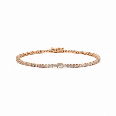 Lab Grown Diamond Emerald Bezel Accent Tennis Bracelet 14K