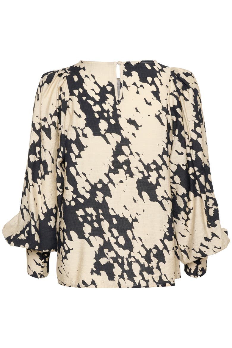 KAlouise Long Sleeve Round Neck Blouse, Alternate, color, Black/Sand Graphic Cloud