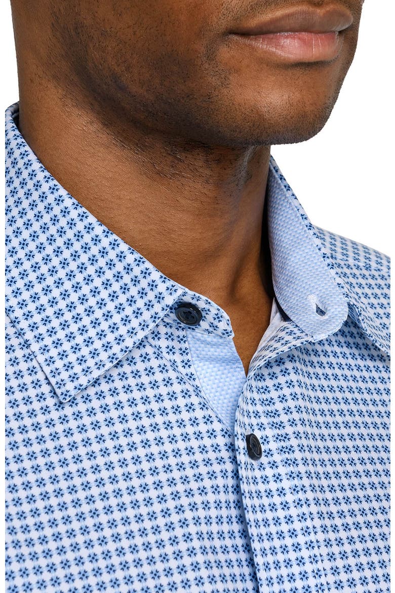 Slim Fit Round Geo Woven Long Sleeve Basic Shirt, Alternate, color, NAVY/BLUE