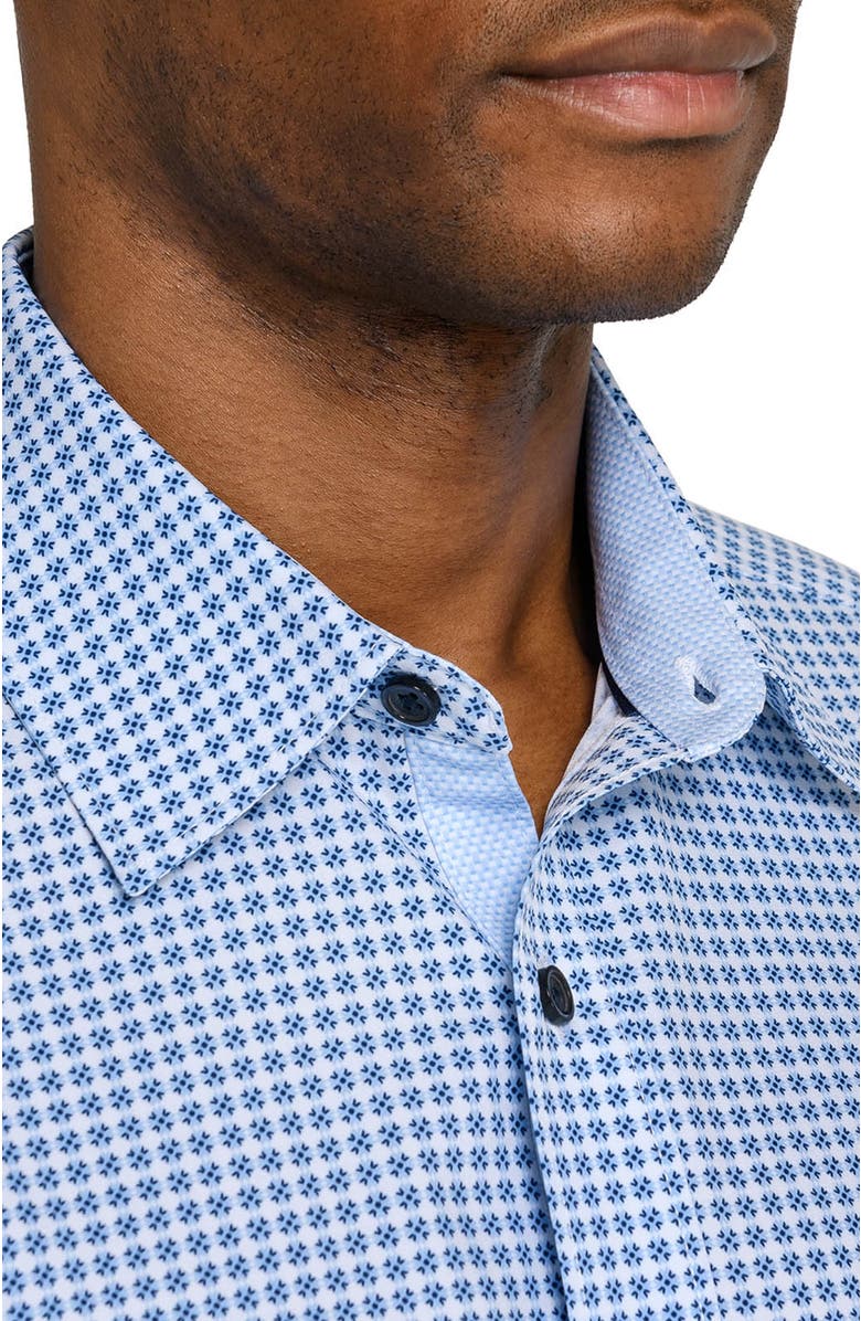 CONSTRUCT Slim Fit Round Geo Woven Long Sleeve Basic Shirt, Alternate, color, Navy/Blue