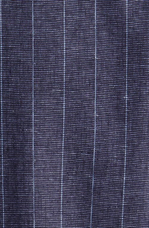 Les Deux Constantin Stripe Linen Blend Coach's Jacket In Dark Navy/ivory