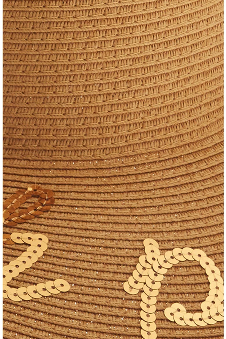 Beach Please Sequin Floppy Straw Hat, Alternate, color, NATURAL