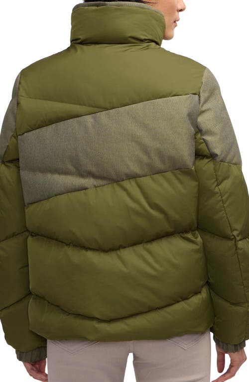Scotch & Soda Skyla Boxy Denim Puffer Jacket In Green
