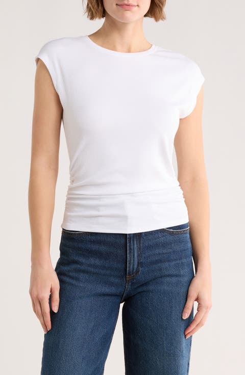 Cap Sleeve Scrunch Rib Top