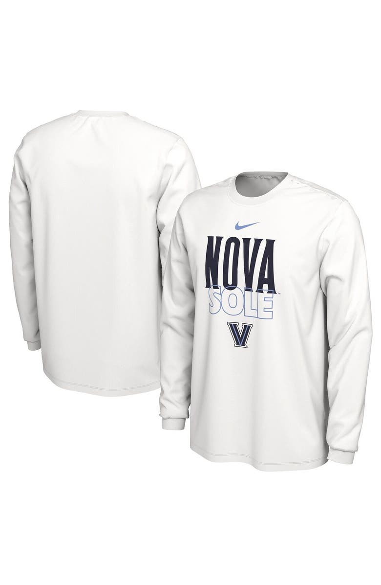 Nike Men's Nike  White Villanova Wildcats On Court Long Sleeve T-Shirt, Main, color, 