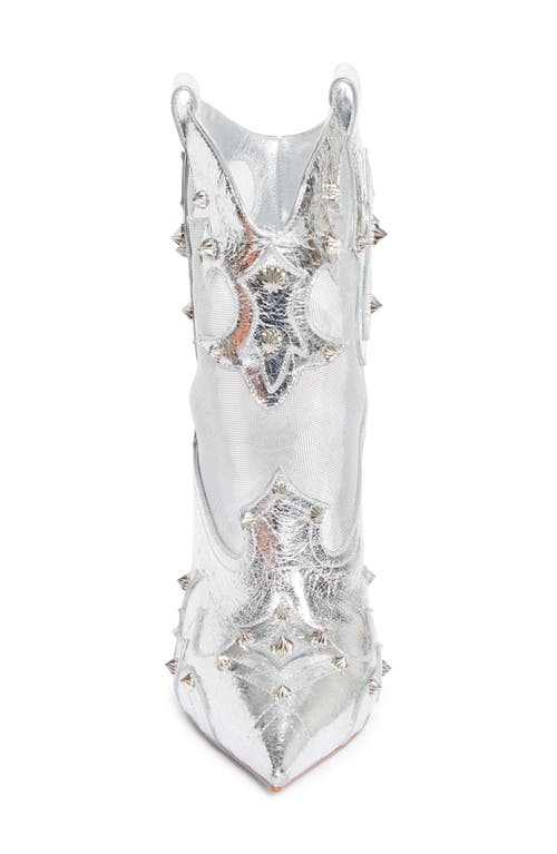 Christian Louboutin Bootiag Studded Metallic Leather Bootie In Silver