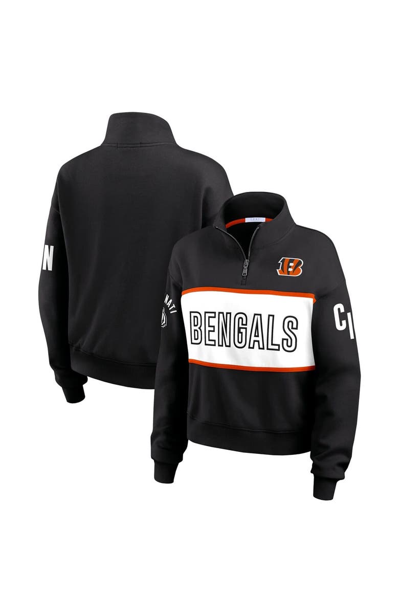 WEAR by Erin Andrews Women's WEAR by Erin Andrews Black Cincinnati Bengals Quarter-Zip Jacket, Main, color, 