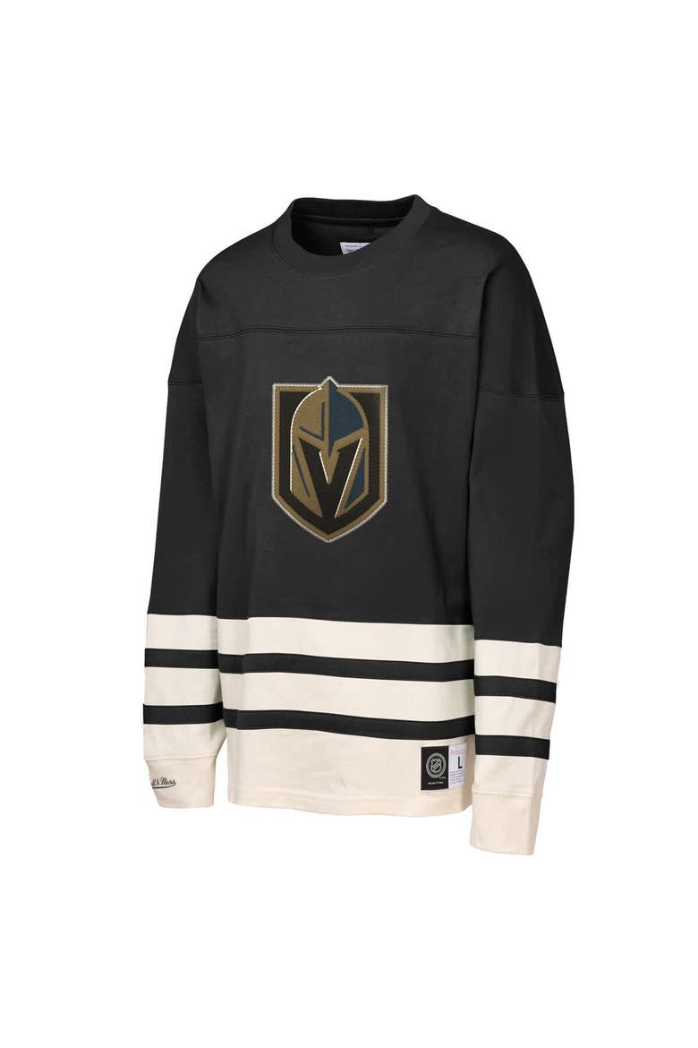 Youth Mitchell & Ness  Black Vegas Golden Knights Chainstitch Heavyweight Long Sleeve Top, Alternate, color, Black