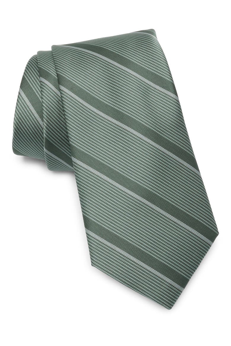 Dressy Stripe Jacquard Tie, Main, color, OLIVE