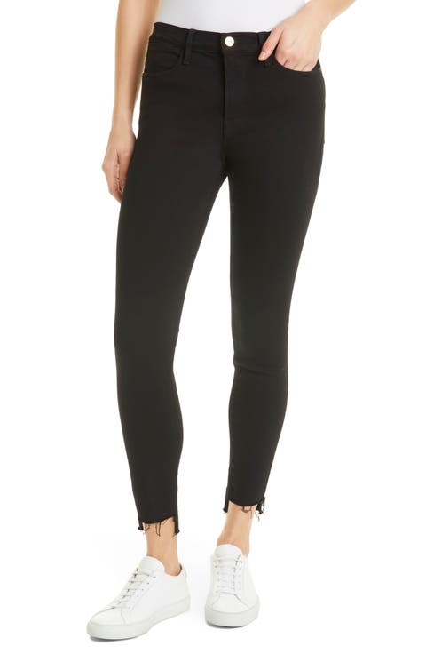 Le High Skinny Ripped Raw Hem Ankle Jeans (Film Noir)