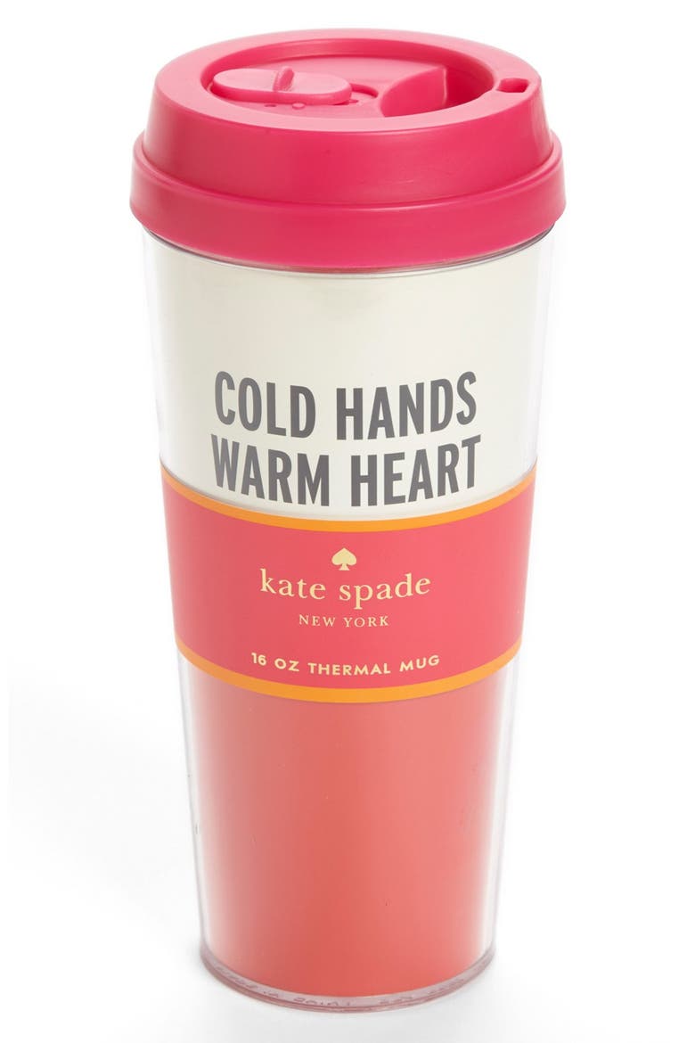 'cold hands' thermal travel mug, Main, color, RED