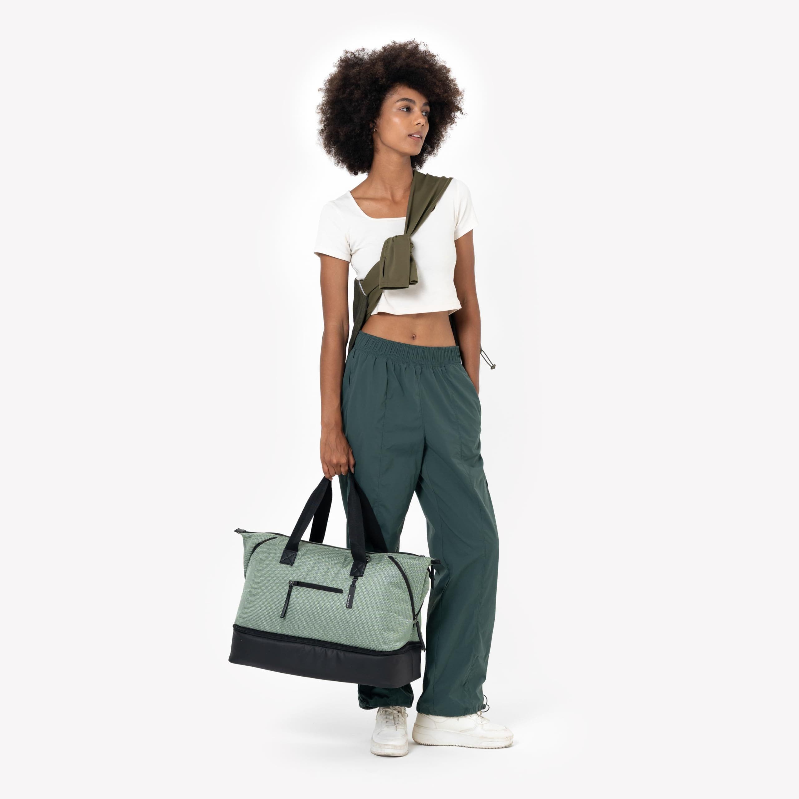 Sherpani Boston Anti Theft Travel Tote Bag with Removable Shoe Compartment, Alternate, color, Aloe Mist