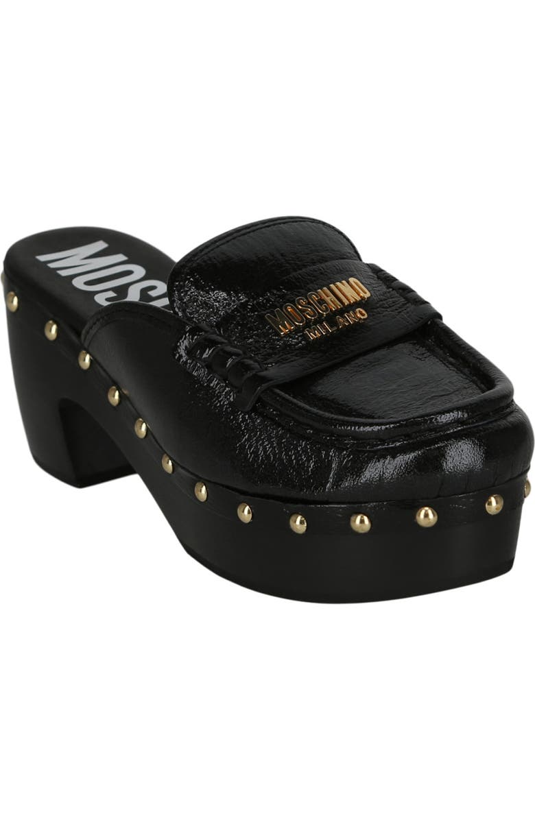 Moschino Patent Leather Platform Clog, Main, color,