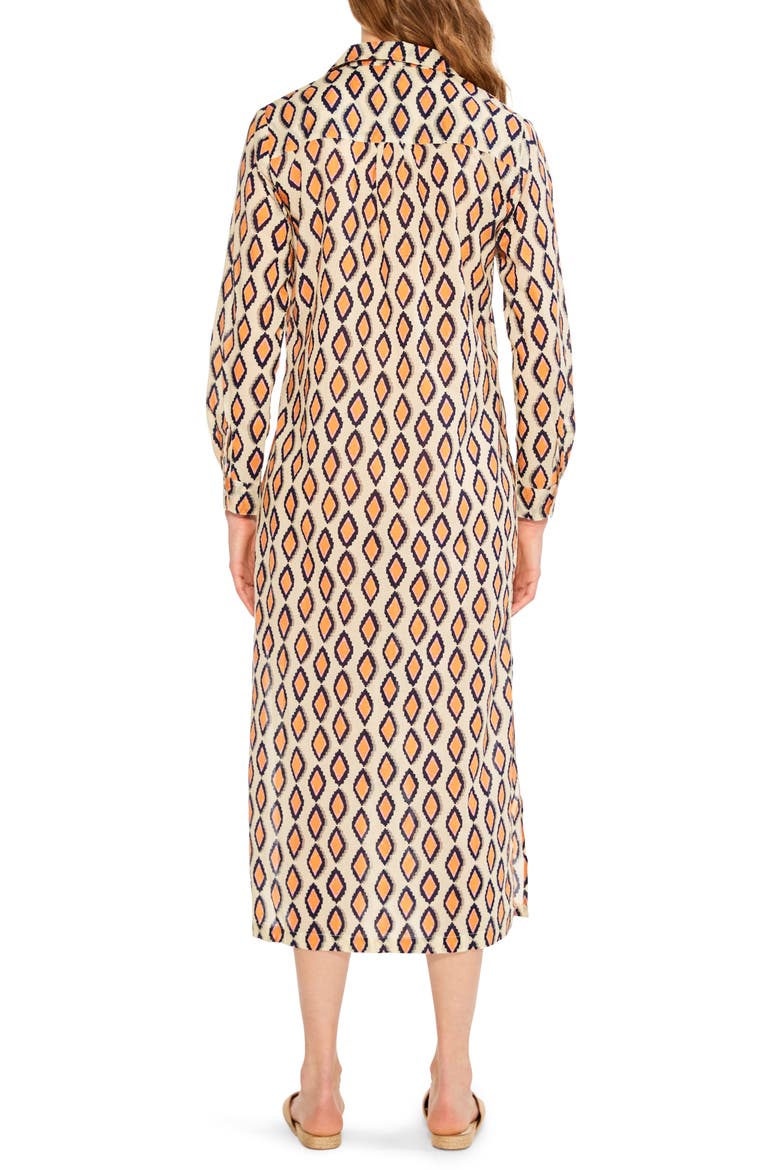 Falling Diamonds Long Sleeve Midi Shirtdress, Alternate, color, ORANGE MULTI