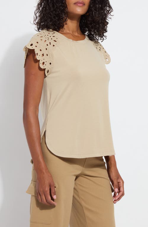 Lyssé Katarina Eyelet Cap Sleeve T-shirt In Sandstone