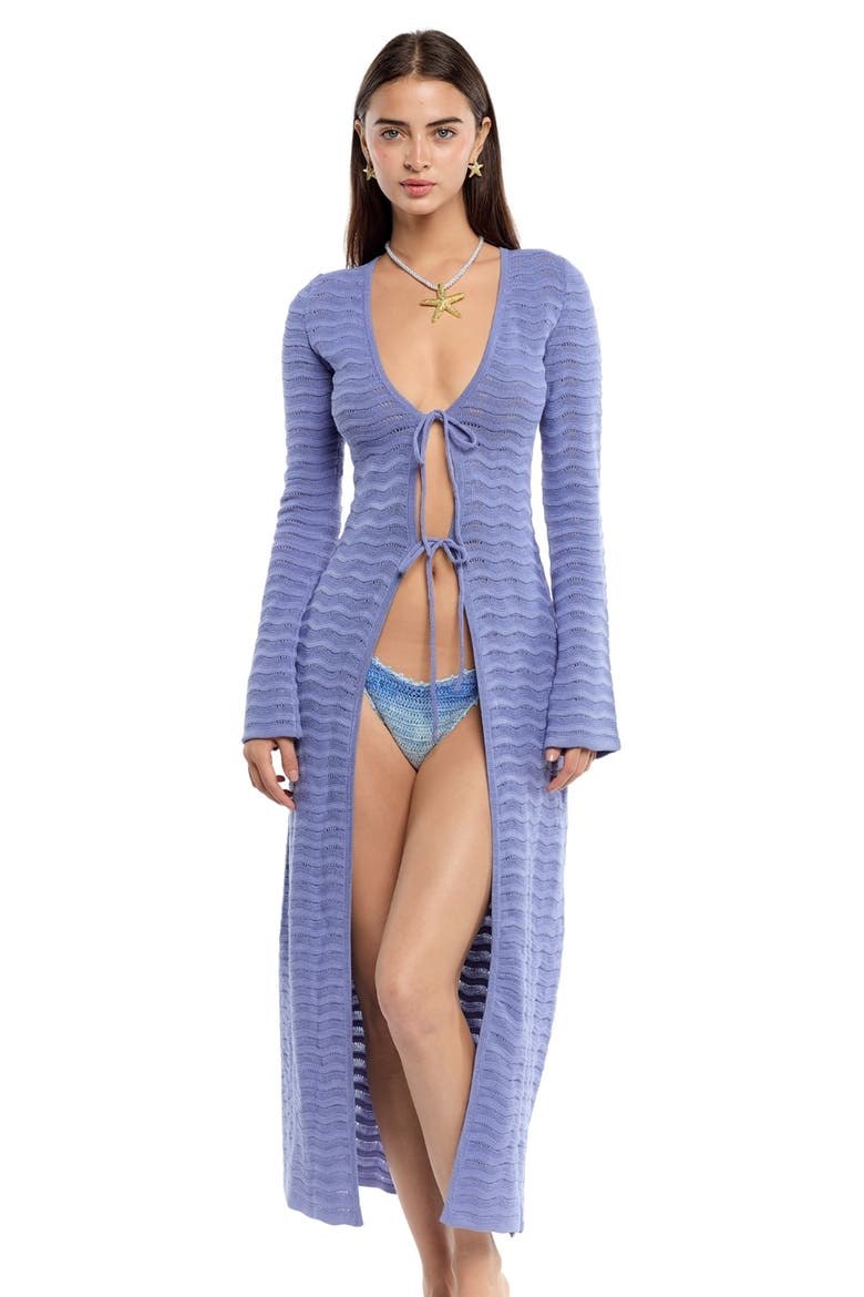 Mey Pointelle Cover-Up Cardigan, Alternate, color, BLUE