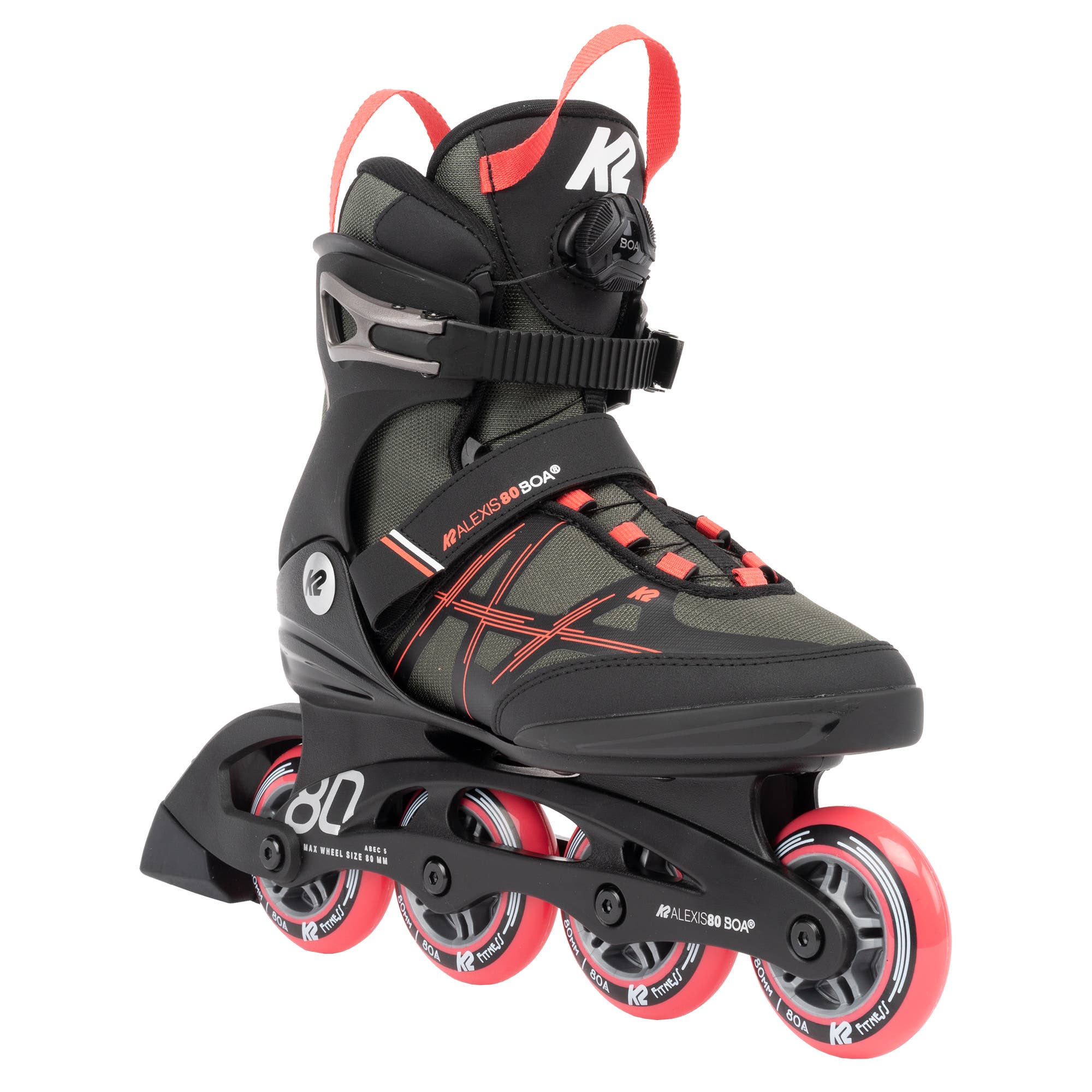 K2 Alexis 80 Boa Gray-Coral Womens Inline Skates, Main, color, Gray/Coral