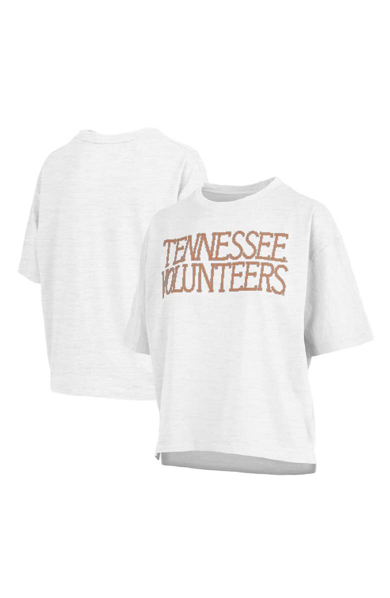 PRESSBOX Women's Pressbox Heather Gray Tennessee Volunteers Motley Crew Chain Stitch Slub Waist Length Boxy T-Shirt, Main, color,