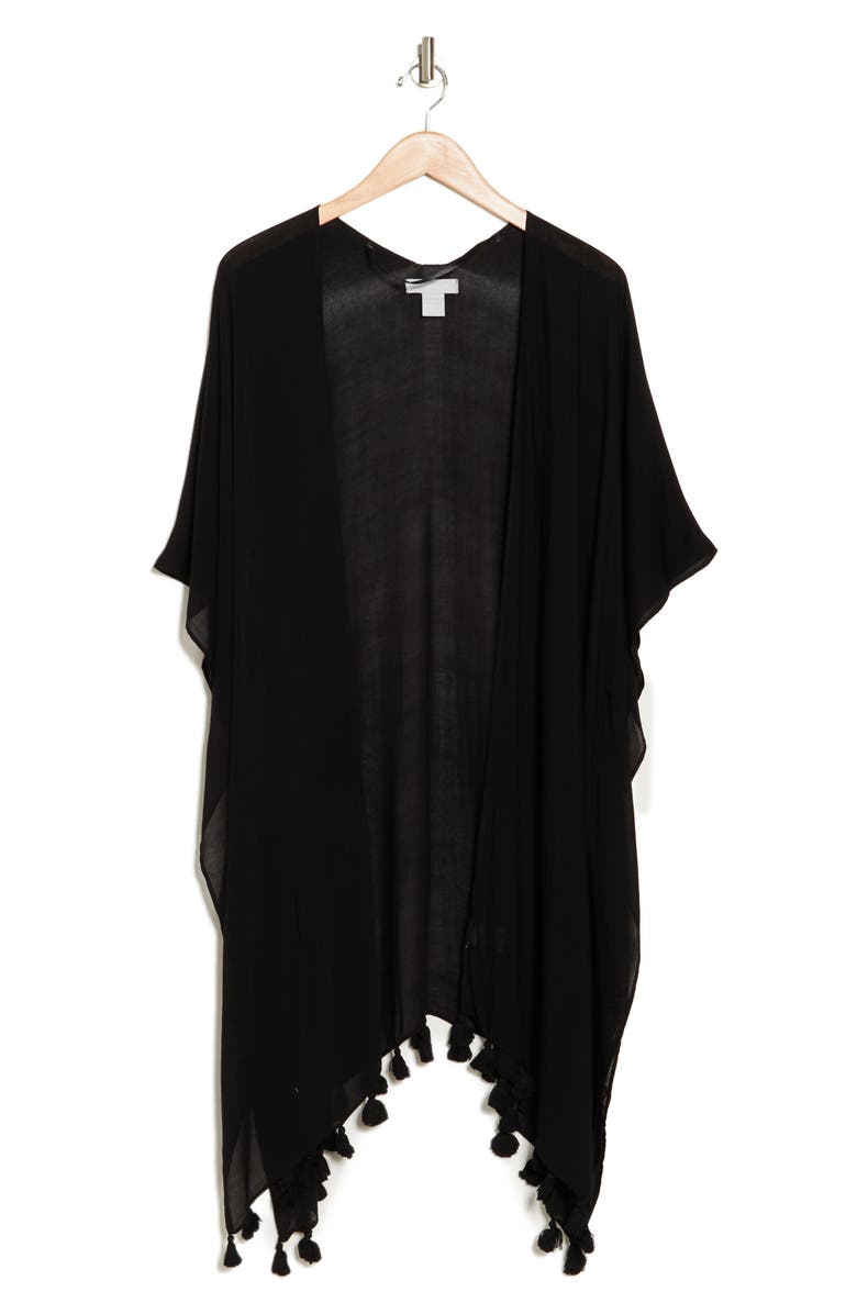 Nordstrom Print Tassel Duster, Alternate, color, Black