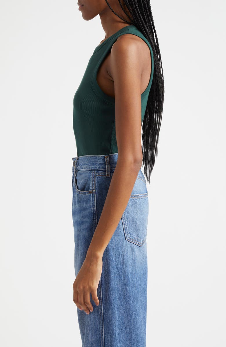 Veronica Beard Jordyn Rib Cotton Crop Tank, Alternate, color, Pine