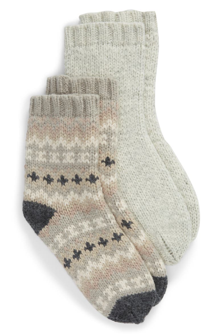 2-Pack Fair Isle Crew Socks, Main, color, CLAY