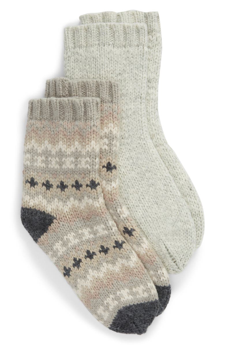 Lemon 2-Pack Fair Isle Crew Socks, Main, color,