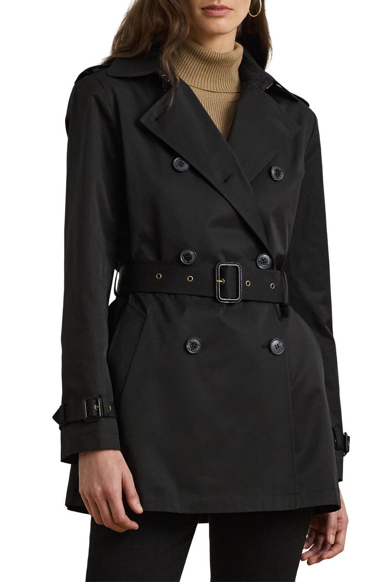 Lauren Ralph Lauren Ainsworth Double Breasted Trench Jacket, Main, color, Black