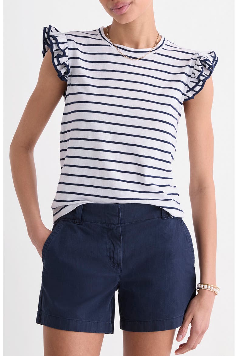 Stripe Flutter Sleeve T-Shirt, Main, color, B.STRIPE- WHITE/ NAVY