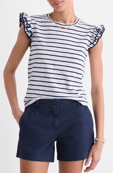 Stripe Flutter Sleeve T-Shirt