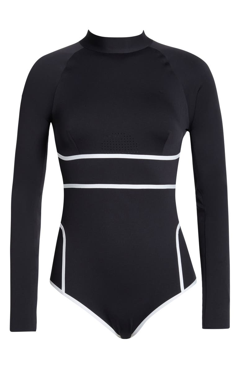 Rip Curl Mirage Fusion Long Sleeve UPF 50+ One-Piece Rashguard Swimsuit, Main, color, Black