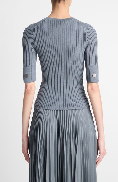 Vince Wool & Silk Blend Rib Sweater In Lake Stone