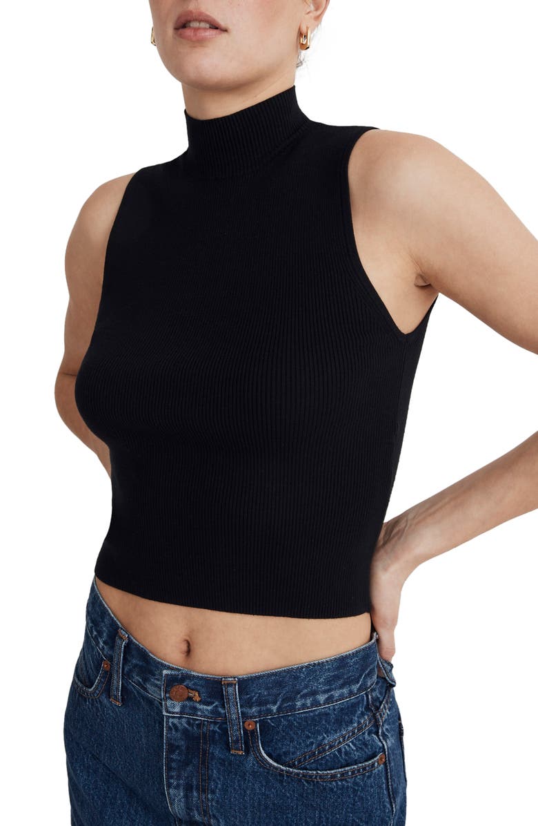 Madewell Mock Neck Wide Rib Sweater, Main, color, 