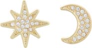 Covet Moon and Star CZ Pavé Stud Earrings