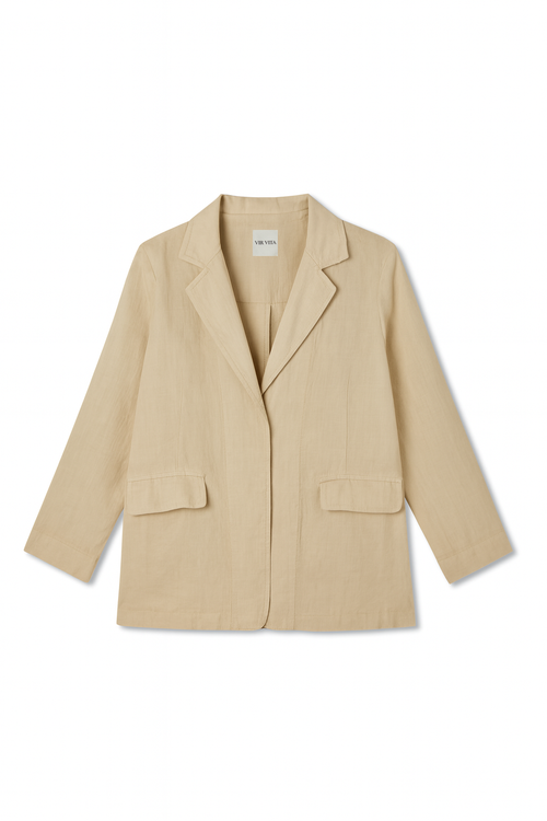 Vir Vita Margaret Linen Blazer In Brown
